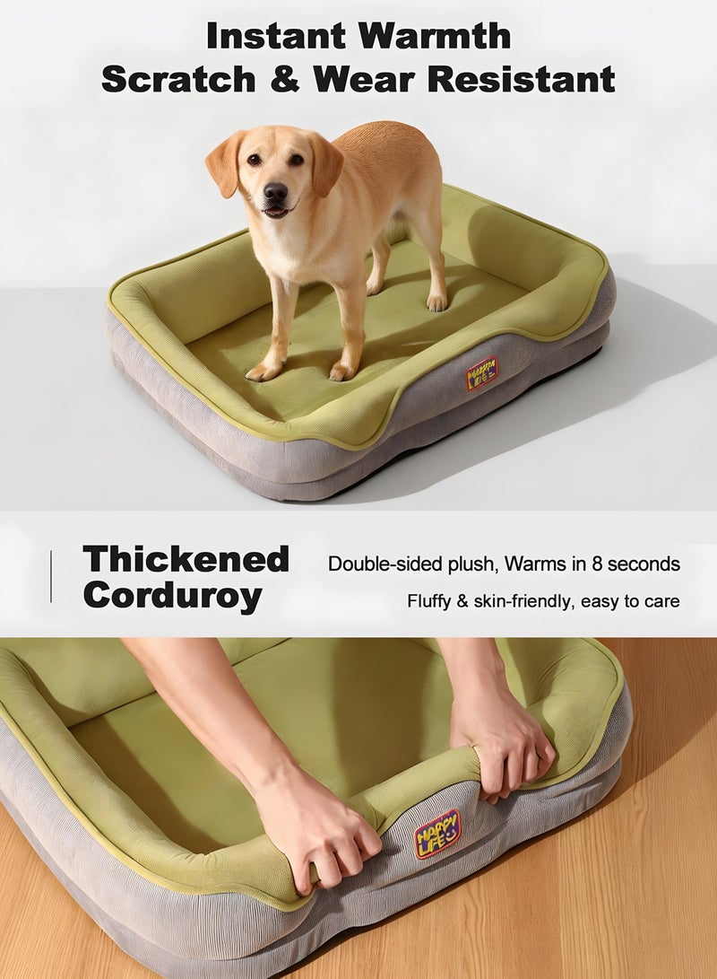 Chillspace Orthopedic Large Pet Bed for Dogs & Cats - Ultra Soft Plush Sofa with Bolster Support, Machine Washable, Non-Slip Calm Bed for Small to Medium Pets (65x50x20cm, Sage Green) - Image 5